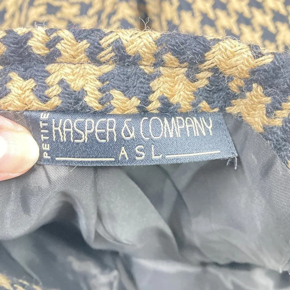 Kasper & Company‎ Houndstooth Lined Wool Pencil Skirt, Camel & Black, 12 Petite - Picture 2 of 9